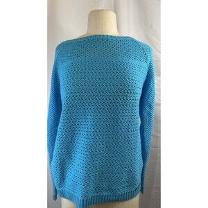 NWT Michael Kors Turquoise Teal Mesh Crochet Sweater Size Small